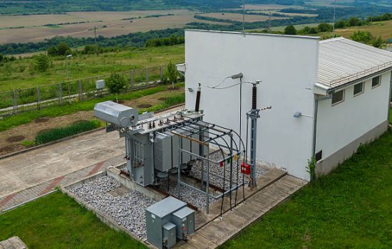 Electrical transformer to supply electricity to the industrial zone.