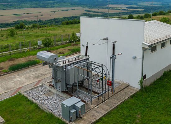 Electrical transformer to supply electricity to the industrial zone.